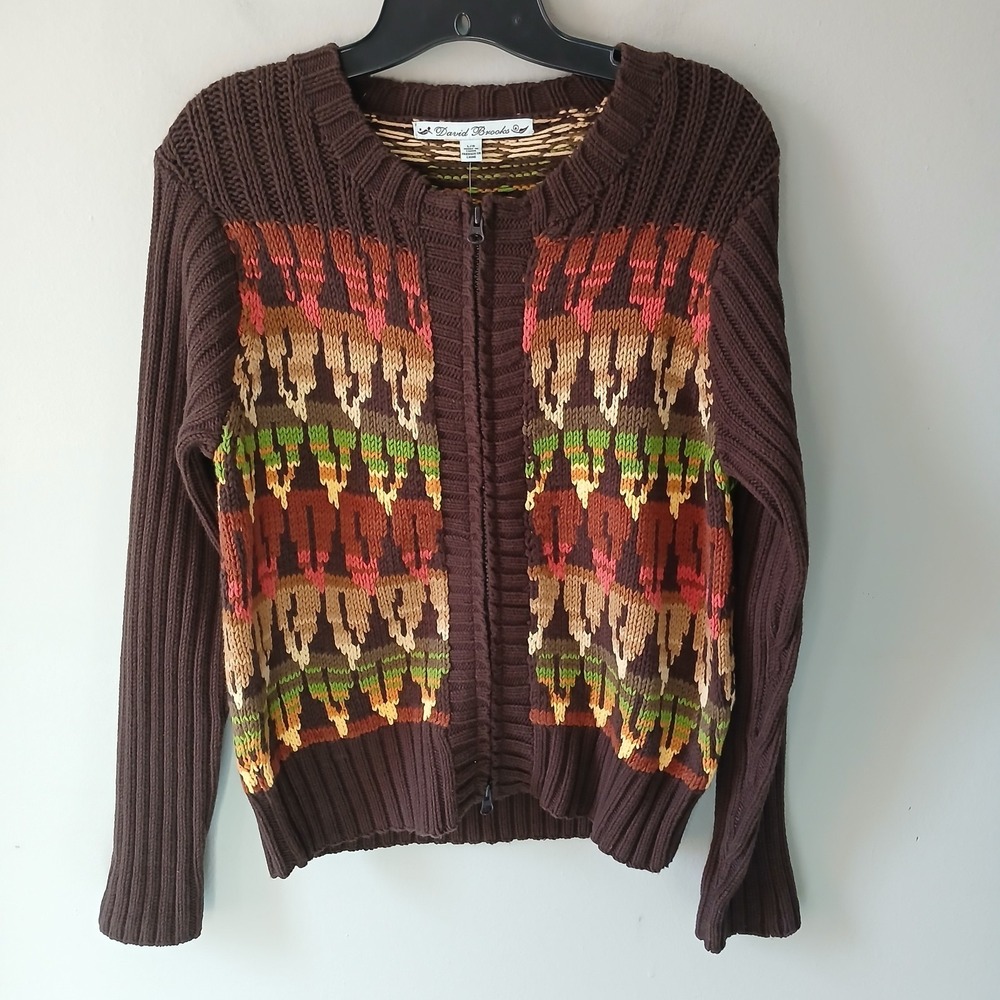 David Brooks‎ Women's Size Large Vintage Knit Sweater Full Zip NWT $149.00!!!